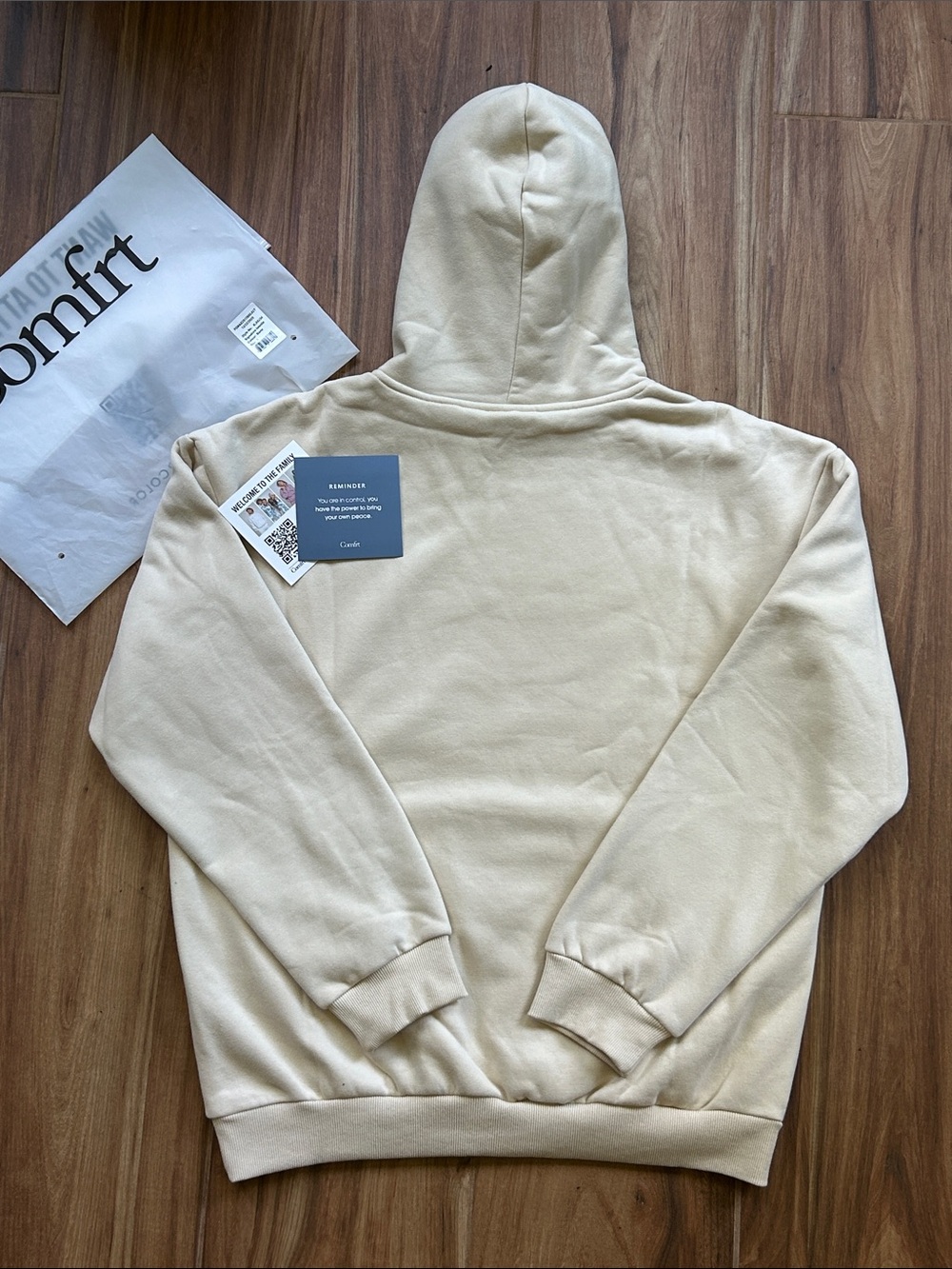 Comfrt Signature Oversized Hoodie Bone Large Unisex NWT Heavyweight Pullover - Picture 4 of 15